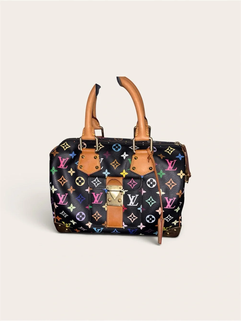 Louis Vuitton Black Monogram Multicolor Speedy 30 SLock Handbag Takashi Murakami